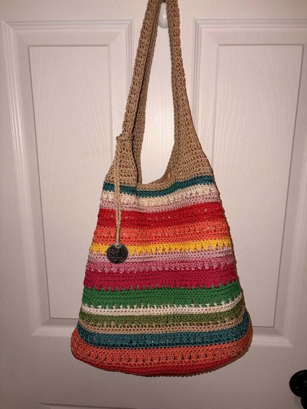 The Sak Originals Rainbow Striped Crochet Hobo Shoulder Bag